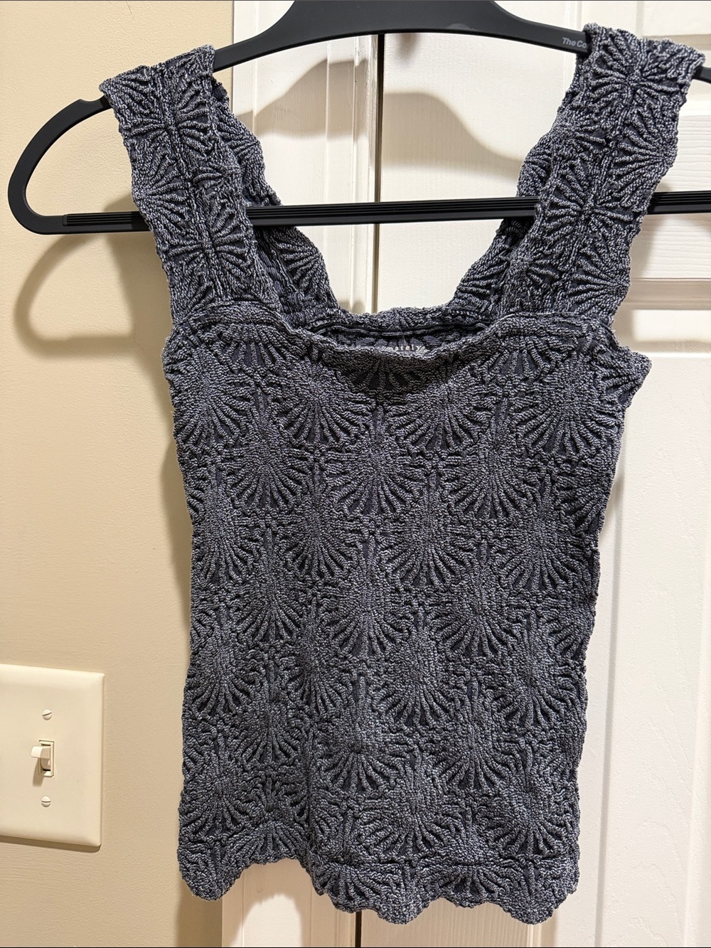 Textured Knit Tank Top in Charcoal Gray